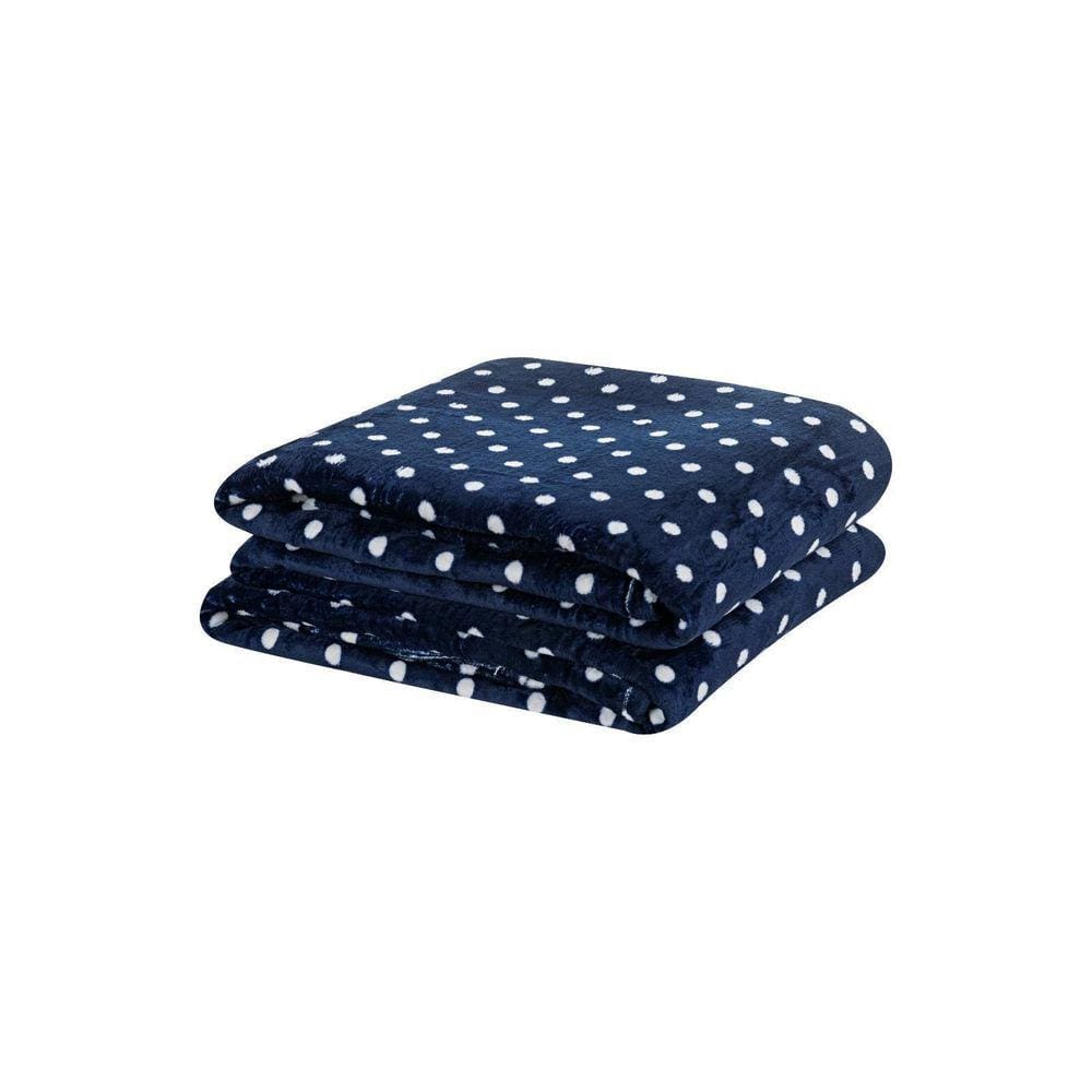 Manta Flanel Soft Poá Queen Antialérgica Inverno Quente Azul