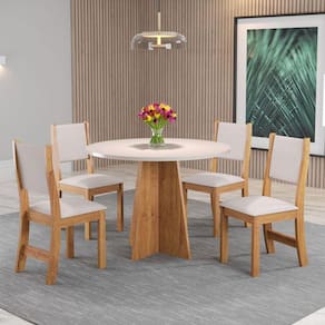 Conjunto De Mesa Vieiro Slin Redonda Com 4 Cadeiras
