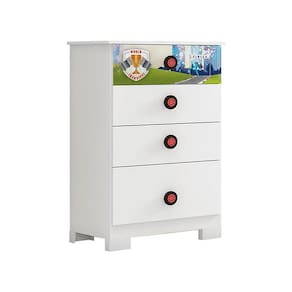 Cômoda Infantil 3 Gavetas Super Power 100% MDF Cor Branco - Móveis Estrela Baby