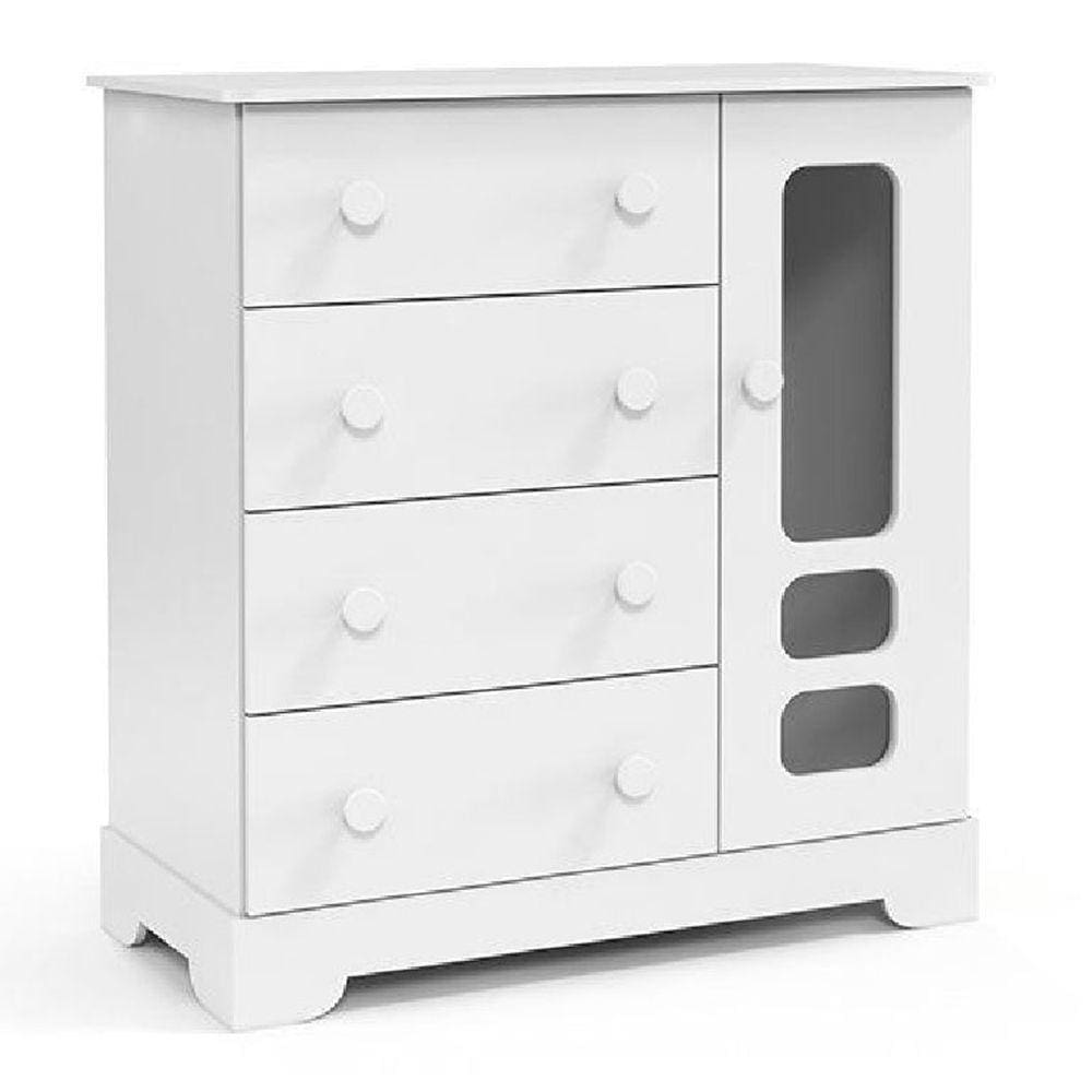 Comoda de Bebê Smart 1 Porta e 4 Gavetas 100% MDF Cor Branco Soft - Matic Móveis