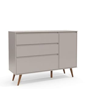 Comoda de Bebê Retrô Clean 1 Porta e 3 Gavetas 100% MDF Cor Cinza Eco Wood - Matic Móveis
