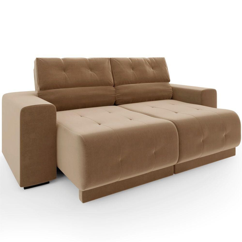 Sofá Mamflex Retrátil e Reclinável Taurus 2 Lugares 3080 em tecido Veludo Choco
