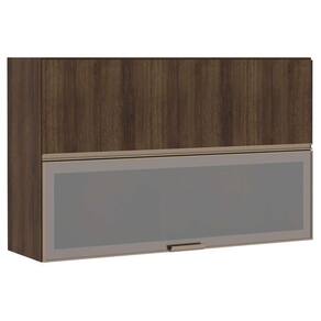 Armário Aéreo 120cm 2 Portas Basculantes Misto com Vidro Reflecta Prata Jade Luciane Móveis