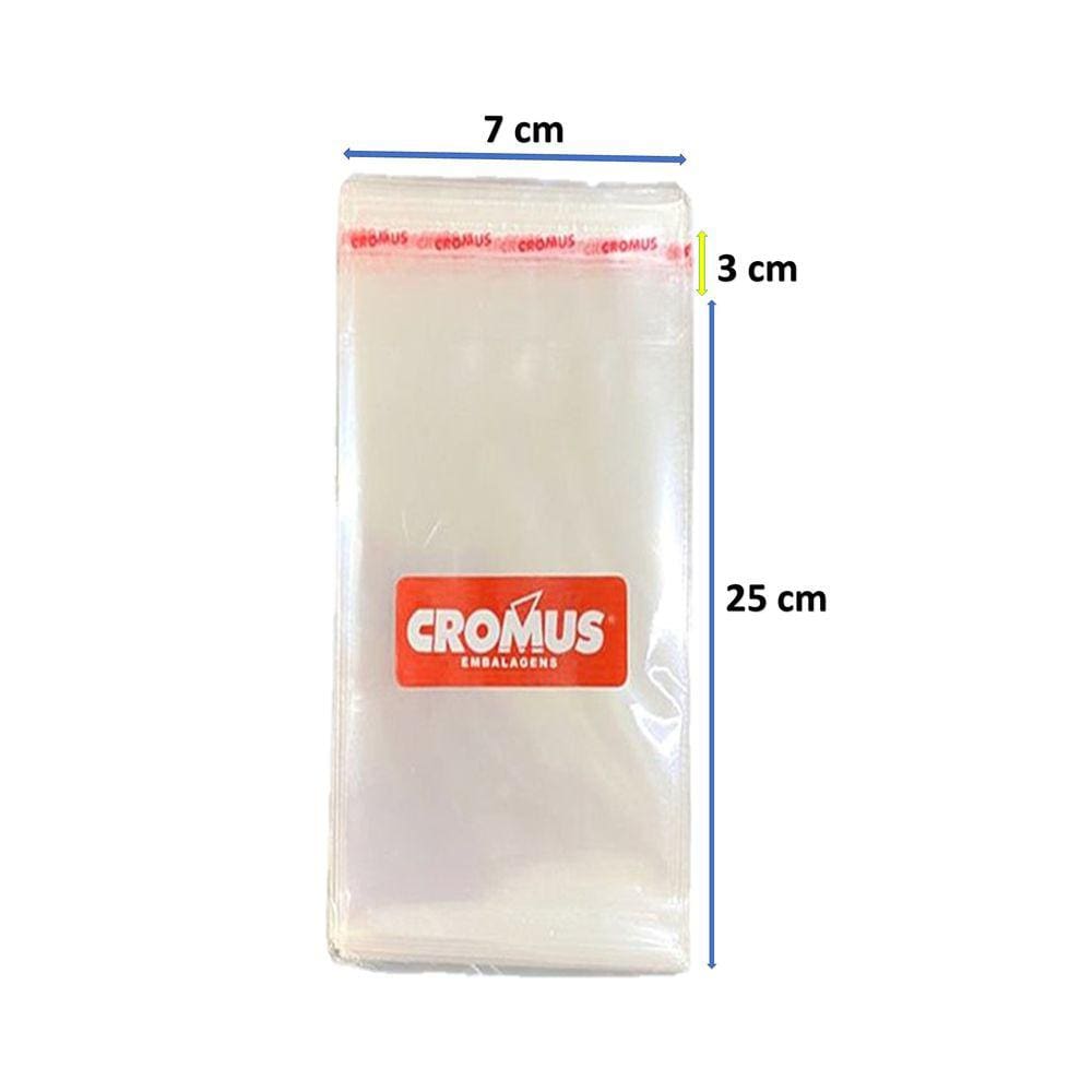 Saco Adesivado Saquinho Cromus 7x25 Transparente 1000 Un..