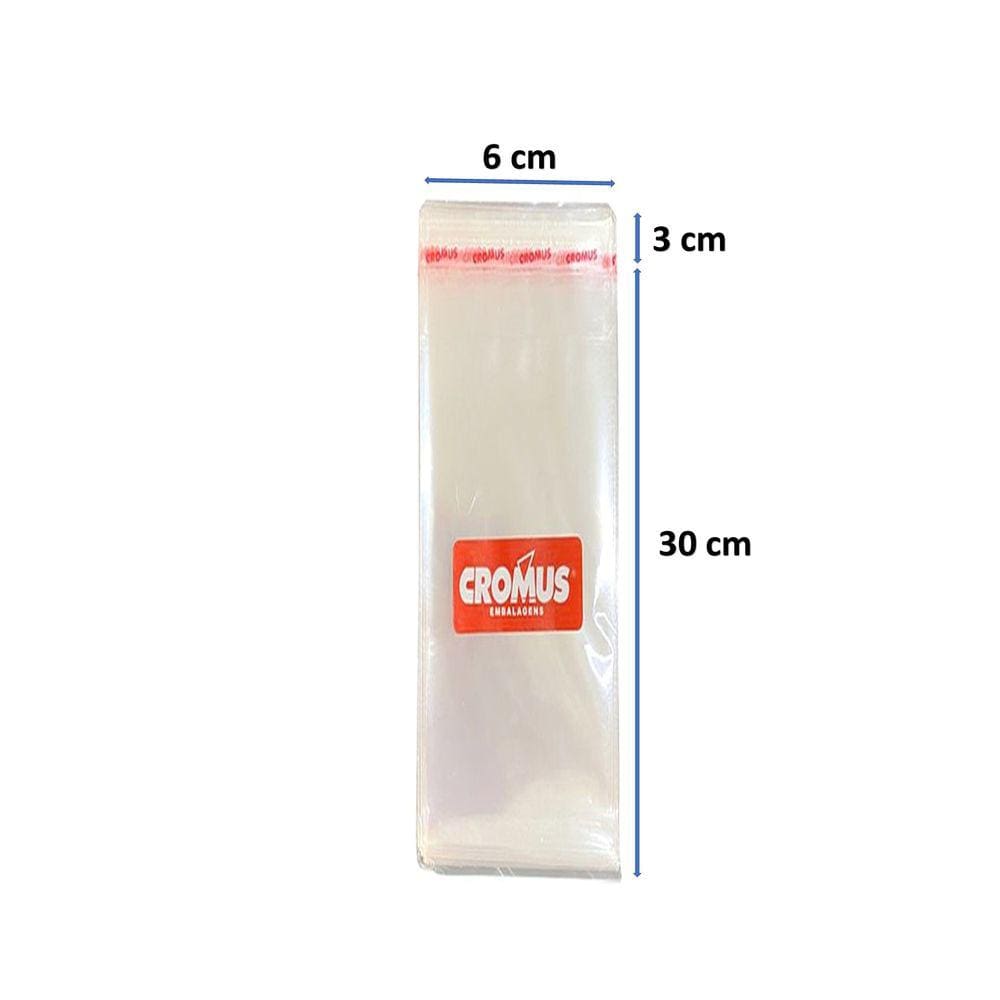 Saco Adesivado Saquinho 6x30 Transparente Cromus 1000 Unidades