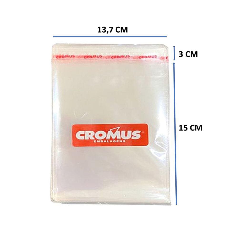 Saco 13,7x15  Adesivado Transparente Saquinho Cromus 500 Un.