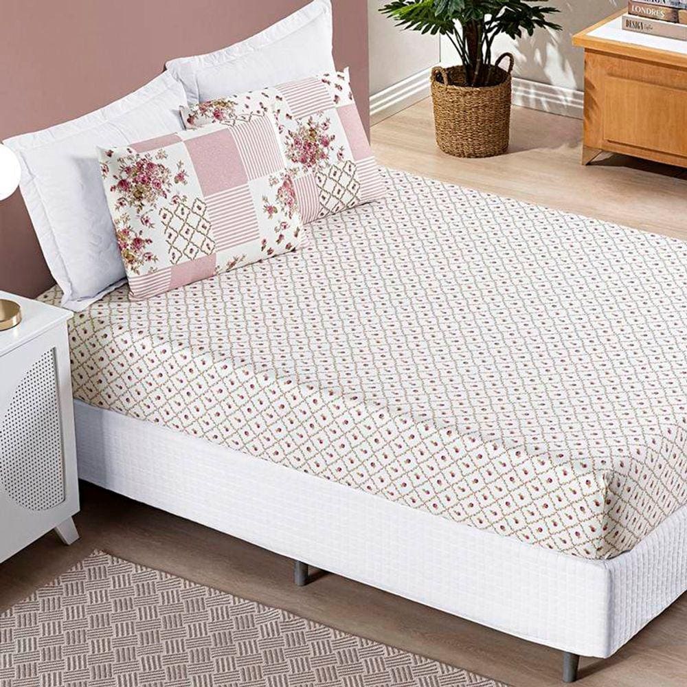 Jogo de Lençol Solteiro Bouti Estampado 2 Peças - Rosa Matura