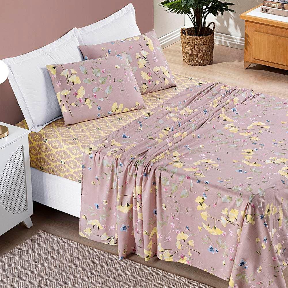 Jogo de Lençol King Bouti Estampado 4 Peças - Lavanda