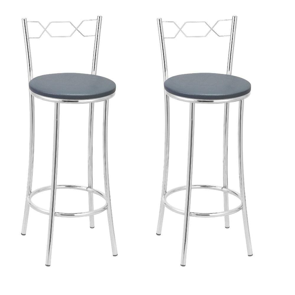 Kit 2 Banquetas Cromadas Bc51-b A144 Cromado/Cinza