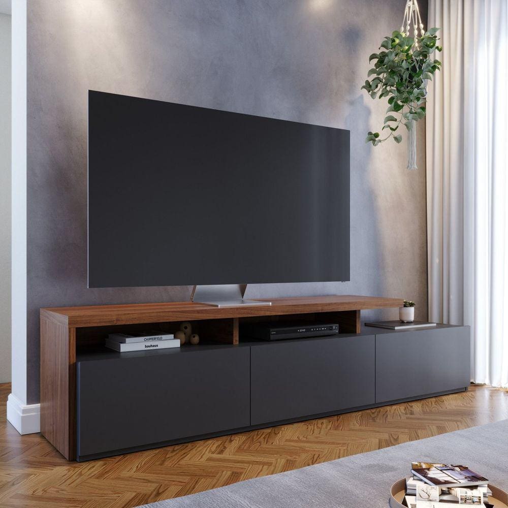 Rack para TV até 70 Polegadas 3 Portas Logan Yescasa Noce Milano/Preto