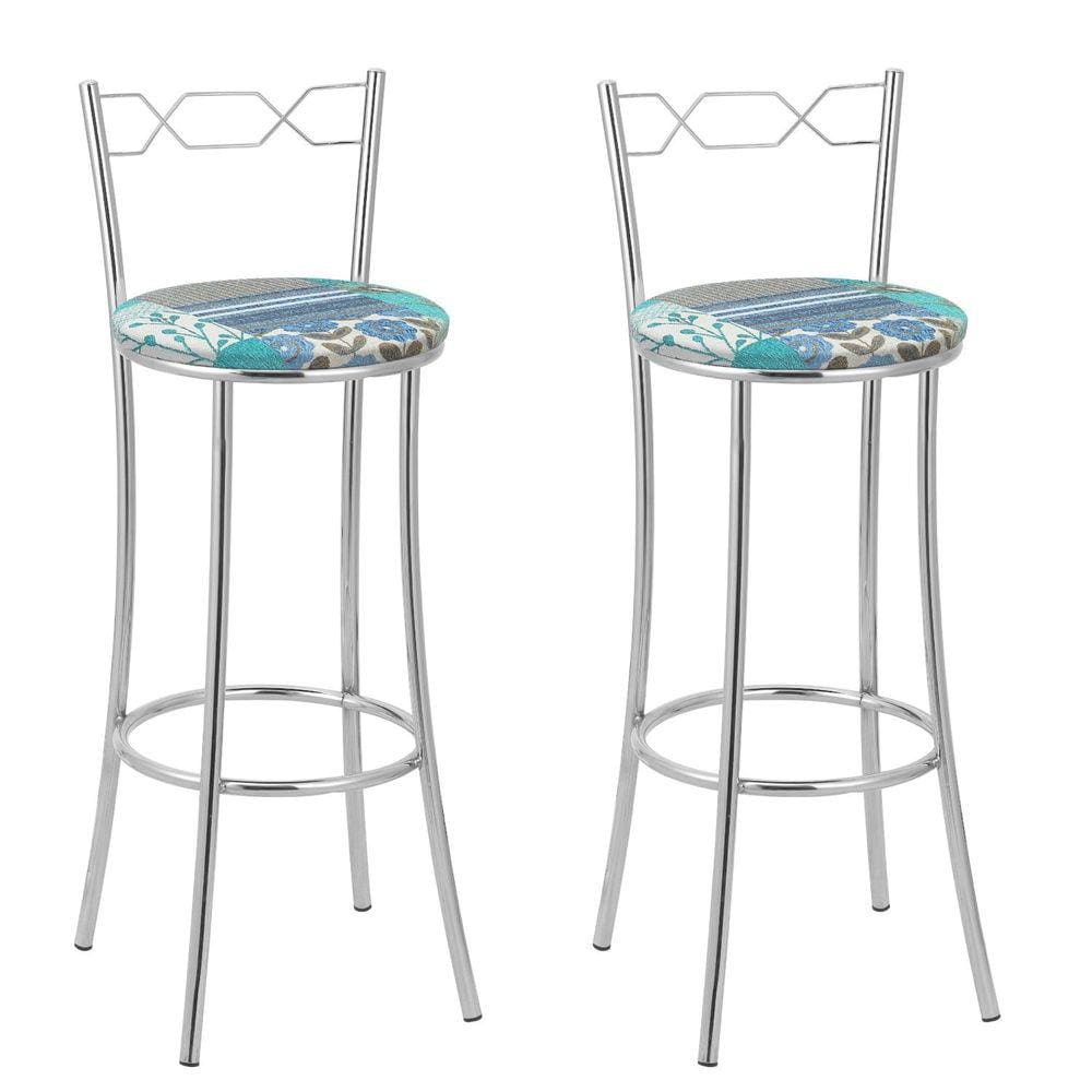 Kit 2 Banquetas Cromadas BC51-A D410 Cromado/Azul