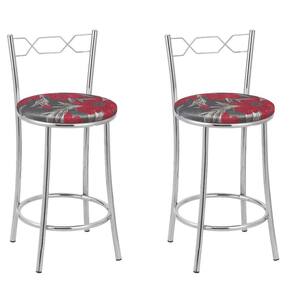 Kit 2 Banquetas Cromadas Bc51-c - E509 Cromada/Vermelho