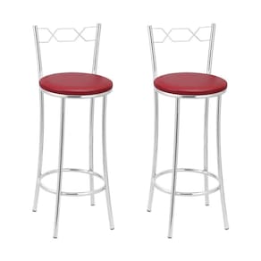Kit 2 Banquetas Cromadas Bc51-b A107 Cromado/Vermelho