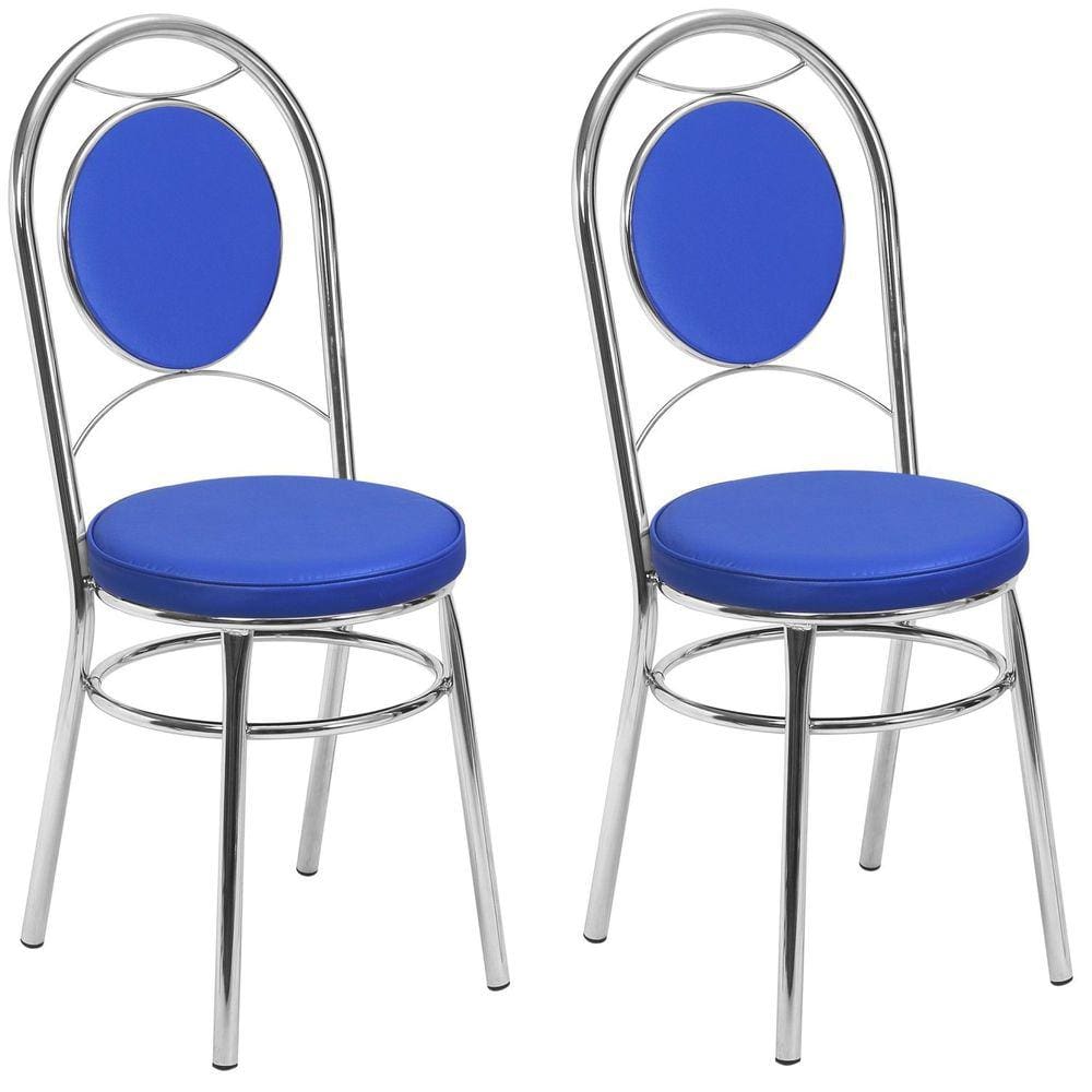 Kit 2 Cadeiras Cromadas CC10 A103 Debrum Cromado/Azul