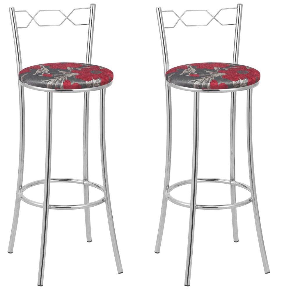 Kit 2 Banquetas Cromadas Bc51-a E509 Cromado/Vermelho