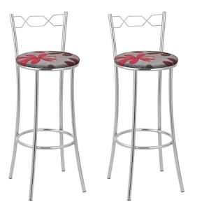Kit 2 Banquetas Cromadas Bc51-a E511 Cromado/Vermelho