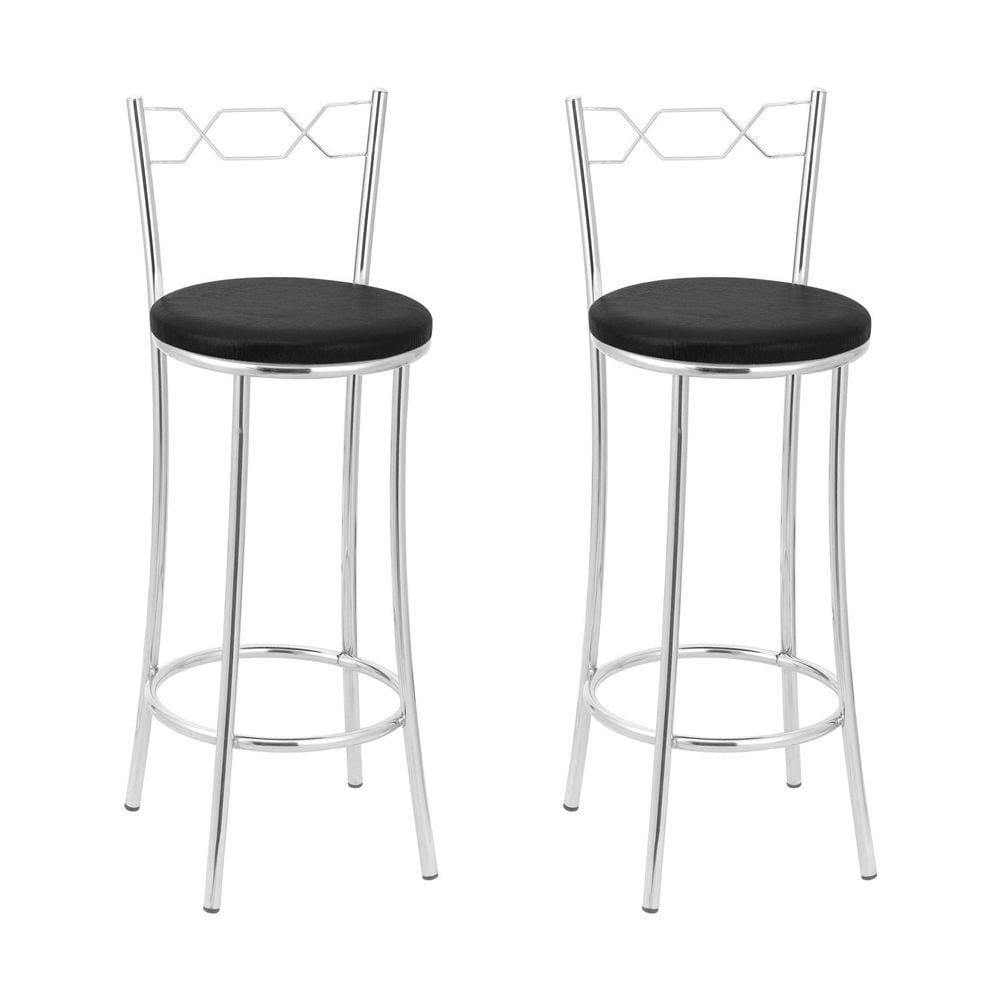 Kit 2 Banquetas Cromadas Bc51-b A101 Cromado/Preto