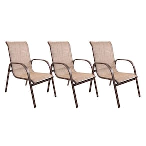 Conjunto 3 Poltronas Cannes Alumínio Café/Bege Mesclado