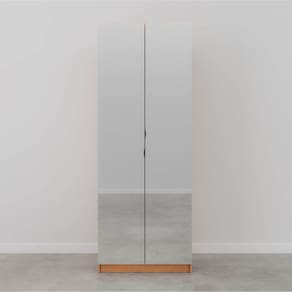 Guarda Roupa Hera com Espelho 2 Portas com Cabideiro e 2 Gavetas Cabecasa Madeiramadeira Branco Geada/Louro/Preto