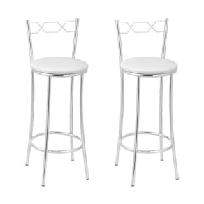 Kit 2 Banquetas Cromadas Bc51-b A102 Cromado/Branco