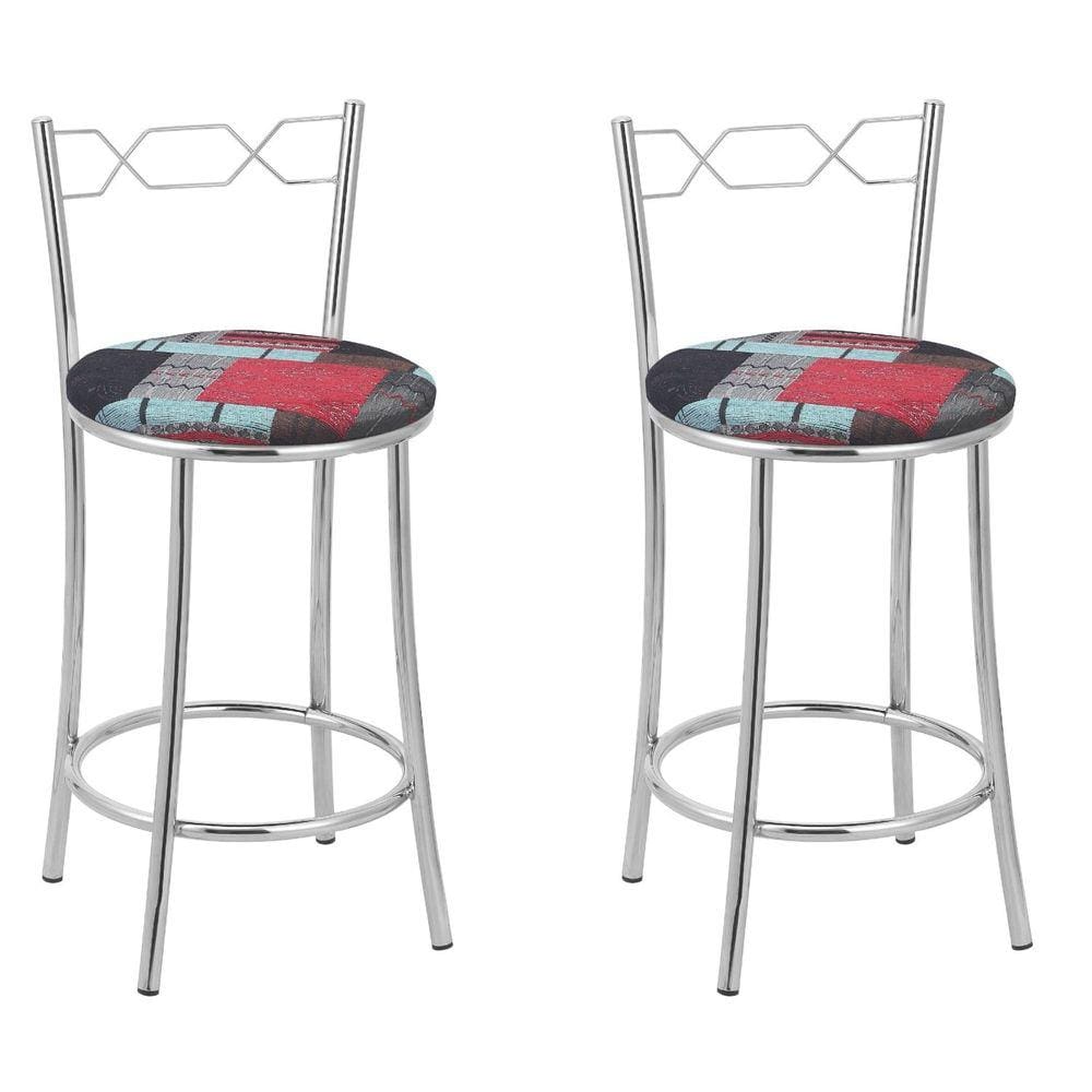 Kit 2 Banquetas Cromadas Bc51-c - E522 Cromada/Preto/Cinza