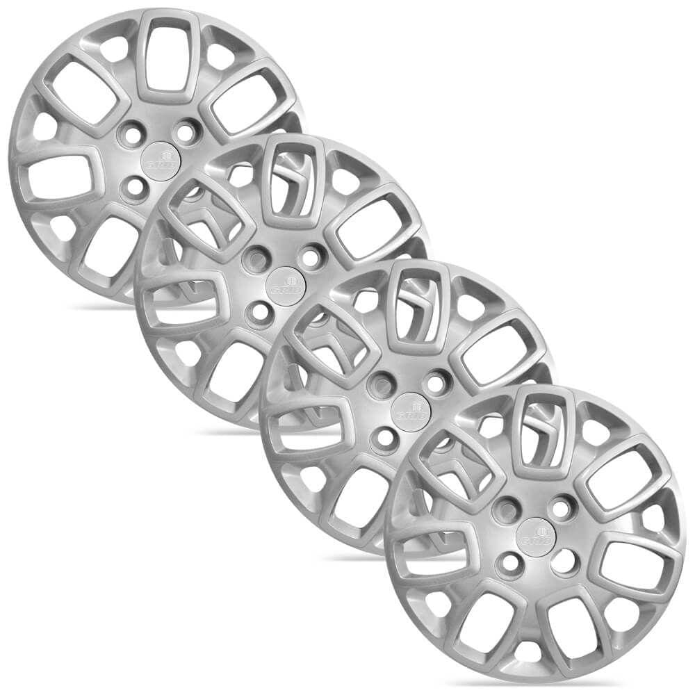 Jogo 4 Calota Modelo Original Uno Attractive Prata Aro 14