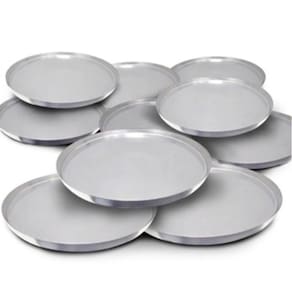 Kit Forma P/ Assar ou Servir Pizza Em Alumínio: 10 unid de 40 cm