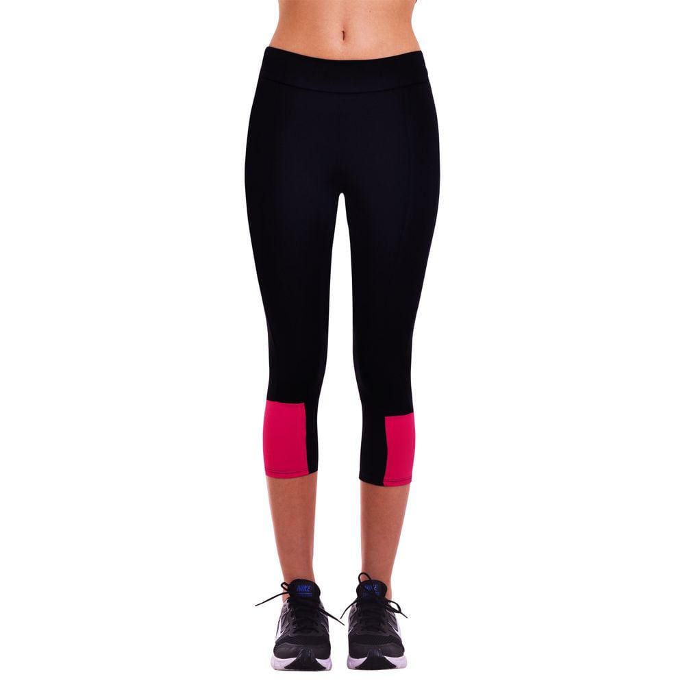 Calça Legging Capri Fitness em Power Suplex Detalhe Rosa