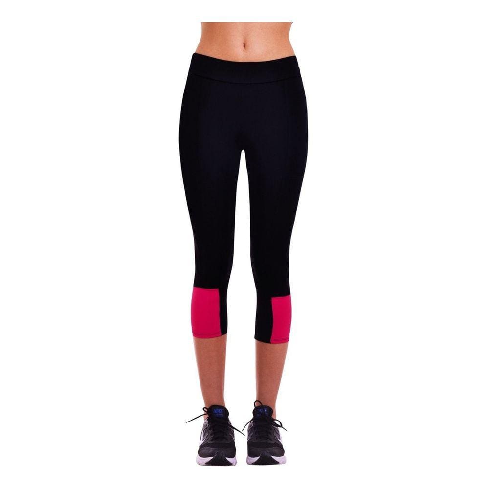 Calça Legging Capri Fitness em Power Suplex Detalhe Rosa