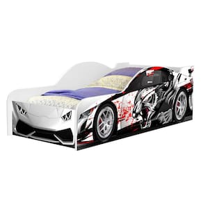 Caminha De Carro Esortivo de Corrida Branco com Desenhos