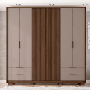 Guarda Roupa Casal 6 Portas 4 Gavetas Suburban Talisma Espresso Mpoveis Havana/Cinza