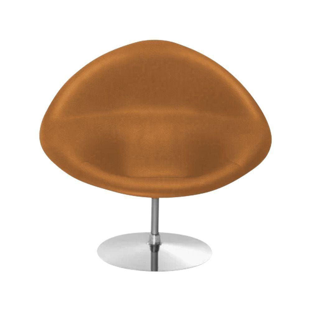 Poltrona Design Gondula Couro Natural Caramelo Cor Bege