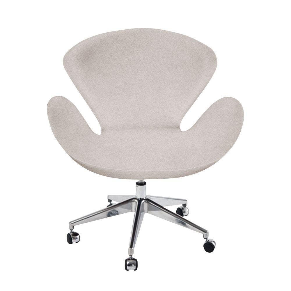 Poltrona Swan Office Giratória Linho Bege Cor Bege
