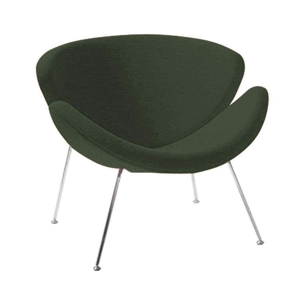 Poltrona Design Trevo Linho Verde Base Inox Cor Verde
