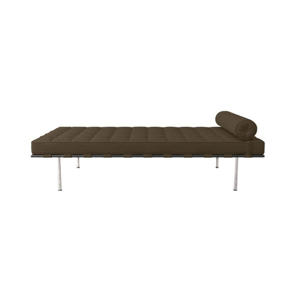 Couch Barcelona Cromado Em Couro Natural Marrom Cor Marrom