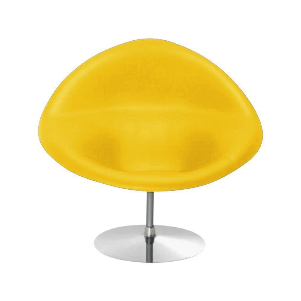 Poltrona Design Gondula Couro Sintético Amarelo Cor Amarelo