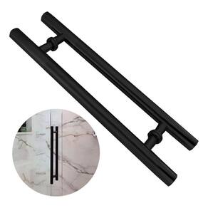 Puxador Para Porta 40Cm Preto Inox 304 Pivotante Redondo
