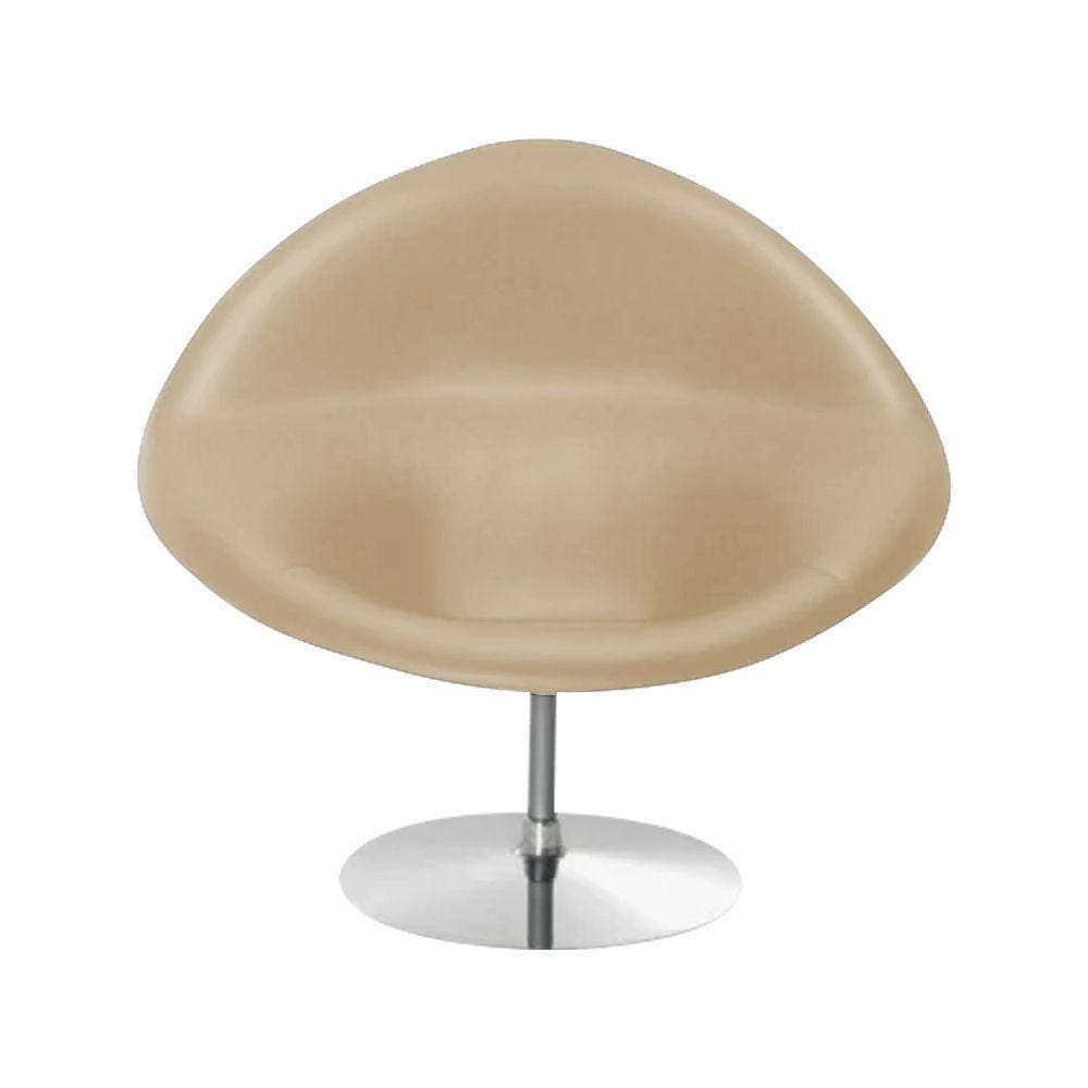 Poltrona Design Gondula Couro Sintético Bege Cor Bege