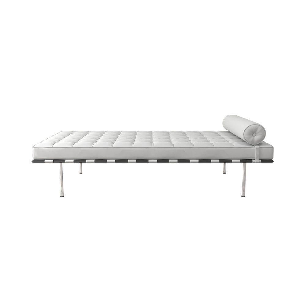 Couch Barcelona Inox Em Couro Natural Branco Cor Branco