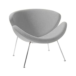 Poltrona Design Trevo Suede Cinza Base Cromada Cor Cinza