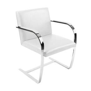 Cadeira Brno Couro Natural Branco Barra Chata Cromada Cor Branco