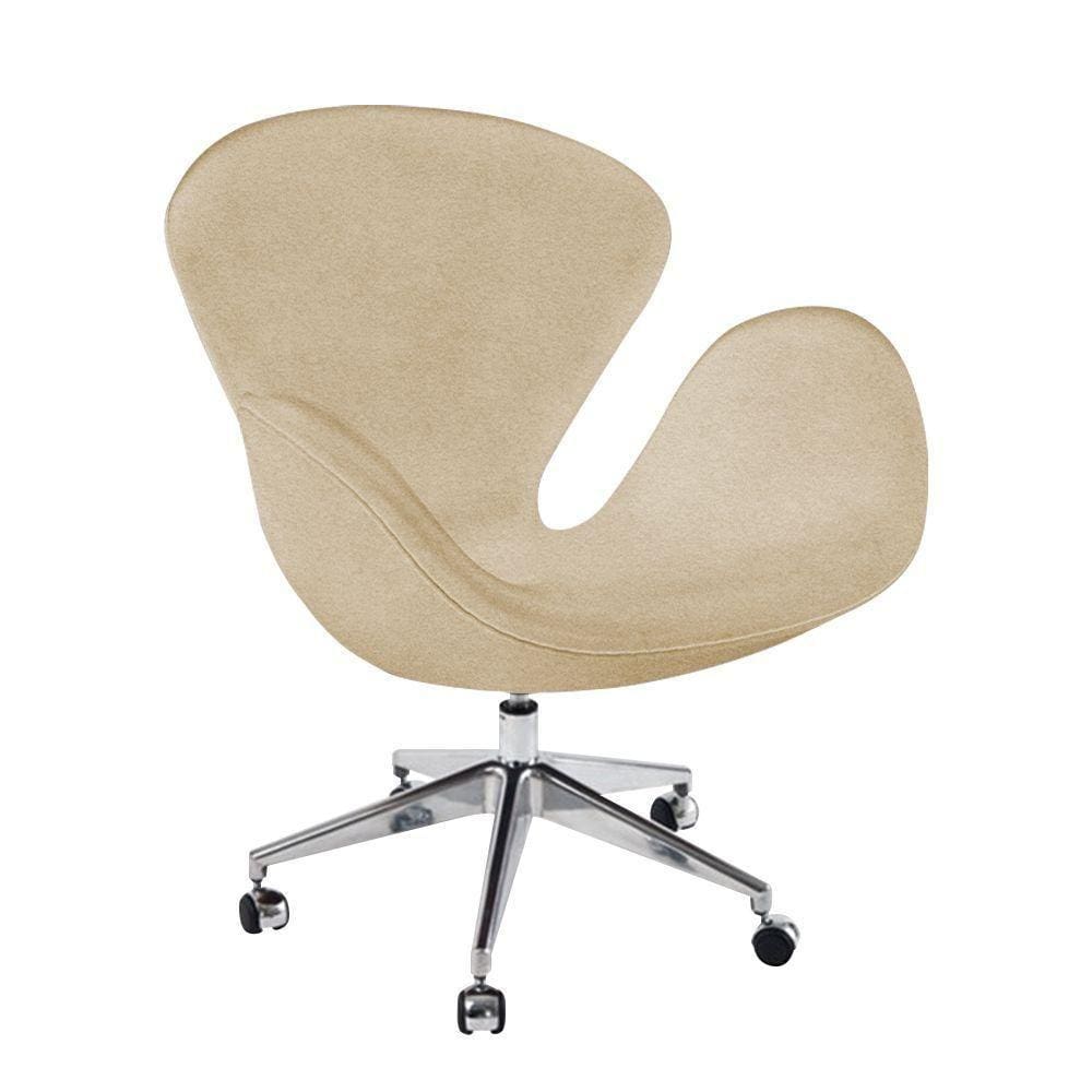 Poltrona Swan Office Giratória Suede Bege Cor Bege