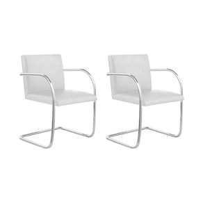 Kit 2 Cadeiras Brno Couro Natural Branco Tubular Cromada Cor Branco