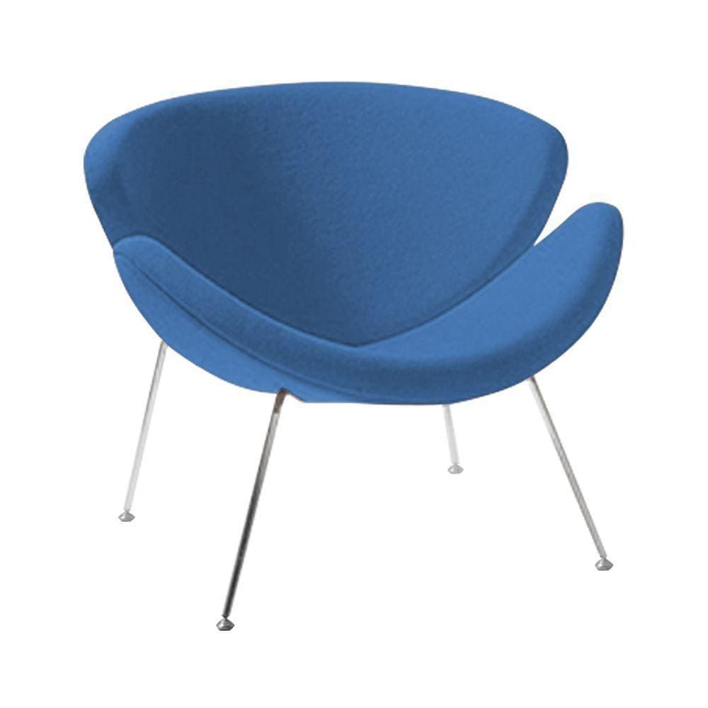 Poltrona Design Trevo Suede Azul Base Inox Cor Amarelo