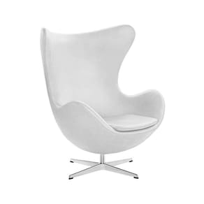 Poltrona Egg Sem Puff Base Alumínio Em Sintético Branco Cor Branco