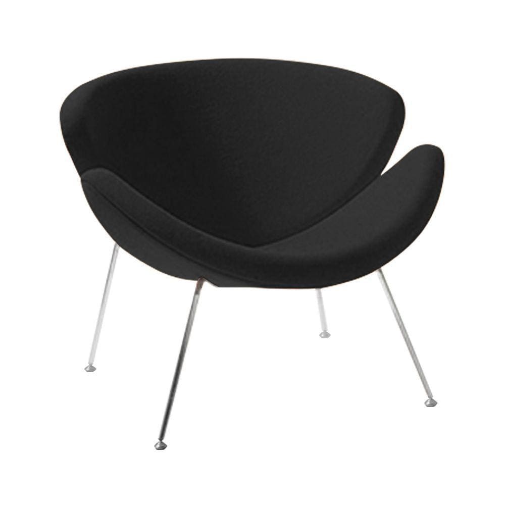Poltrona Design Trevo Suede Preto Base Cromada Cor Preto