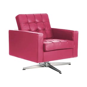 Poltrona Fk Giratória Couro Sintético Rosa Base Alumínio Cor Rosa