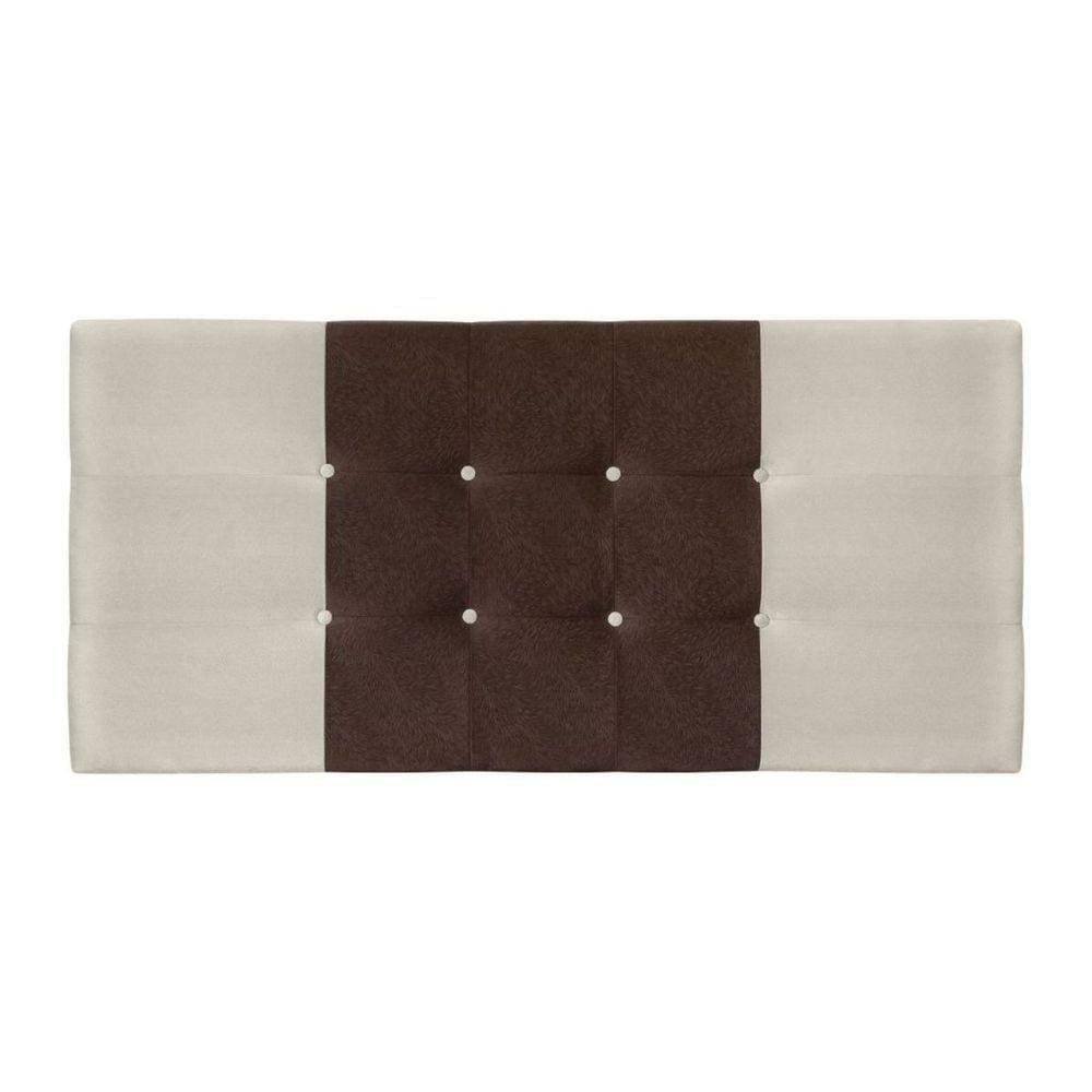 Cabeceira Painel Cama Box King 195Cm Nina Suede Bege Marrom