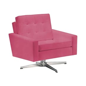 Poltrona Fk Giratória Suede Rosa Base Alumínio Cor Rosa