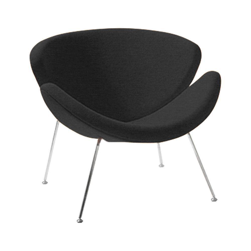 Poltrona Design Trevo Linho Preto Base Inox Cor Preto